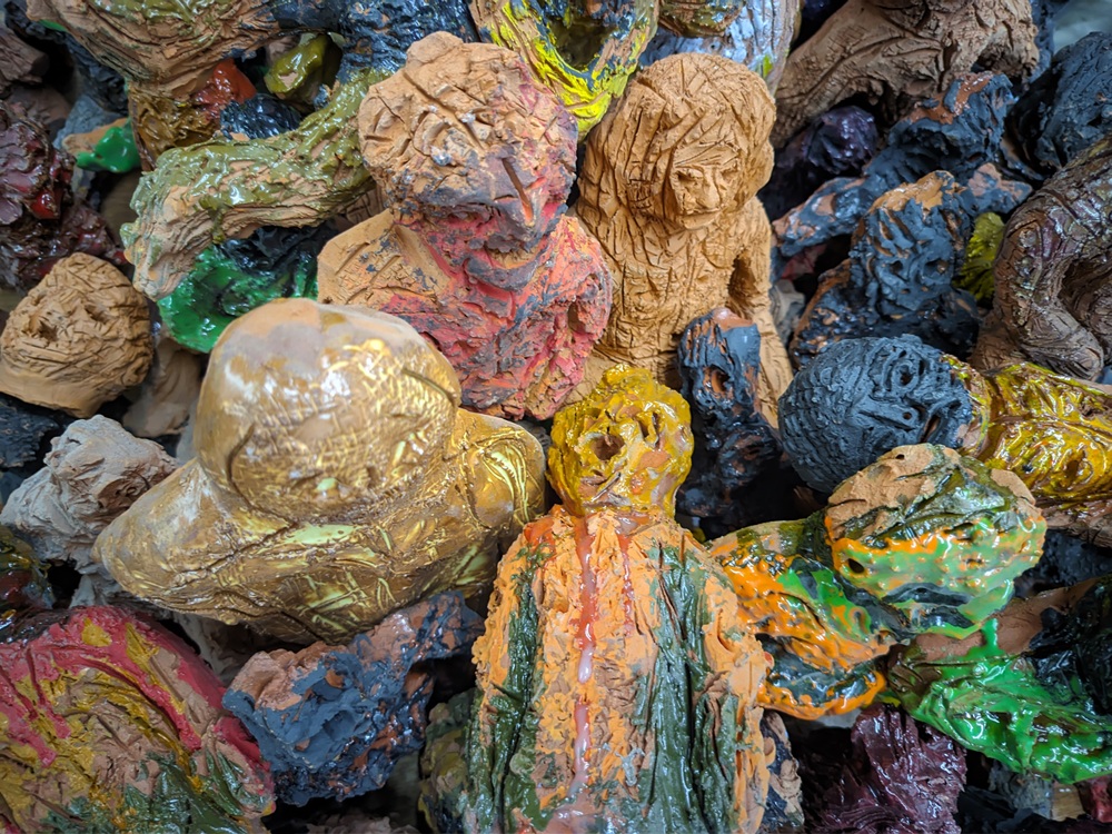 4.And when they can’t dream, they sing, 2021 – 2025, Vasilis Christodoulou, ceramics, wood, oil colors, dimensions variable, 2025
