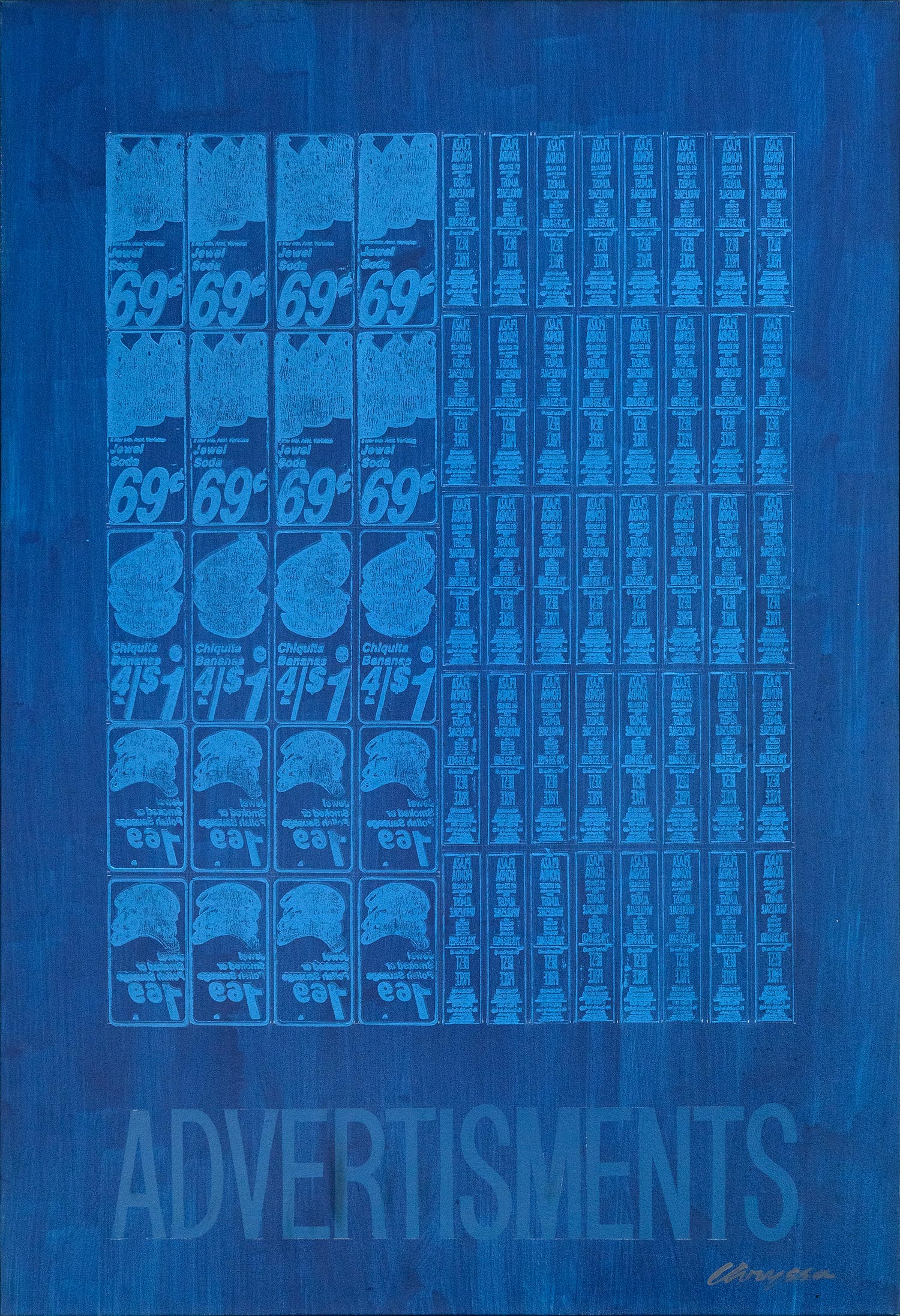 Chryssa, Advertisements, oil on canvas, 129.5 x 88.5 cm