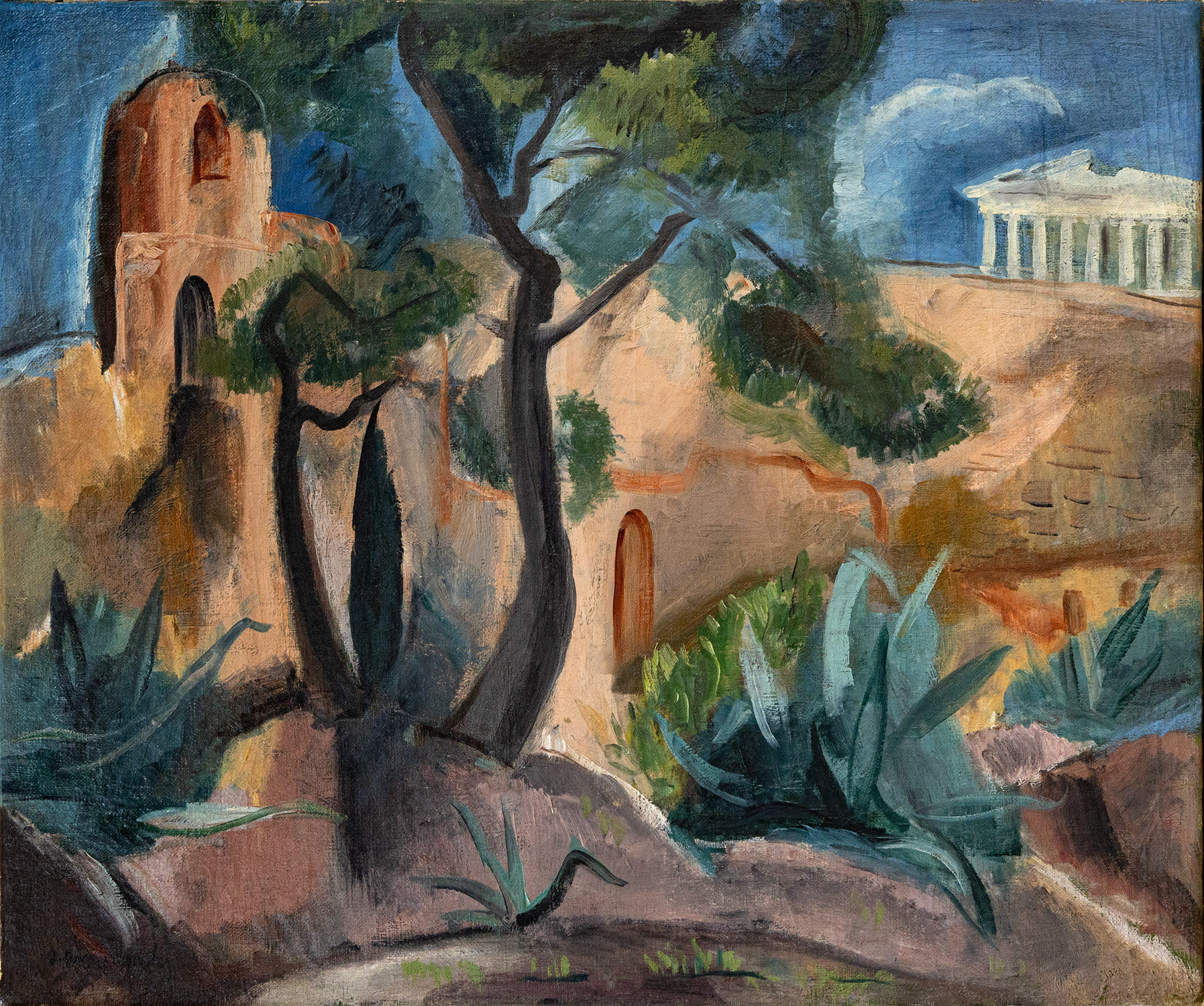 Georgios Gounaropoulos, Herodion and Acropolis, oil on canvas, 53 x 65 cm