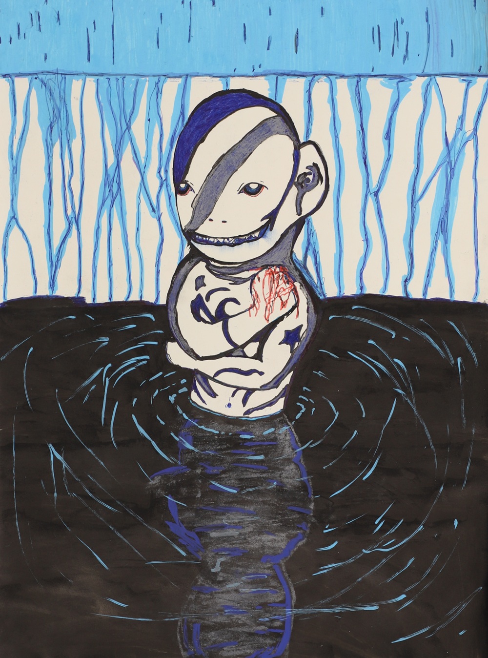 Cuteness Aggression I, 2025, ink and pastel on paper, 40 x 30 cm