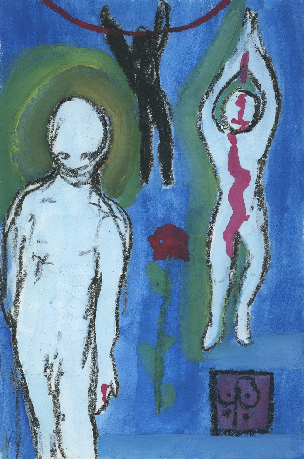 The Garden of Rituals, 2025, ink and pastel on paper, 24,5 x 16 cm