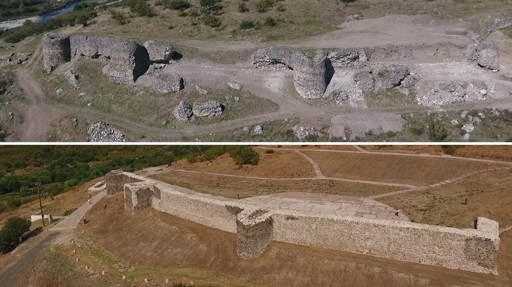 Κάστρο Αλμωπίας – Ανατολικά τείχη – Πριν και μετά τις εργασίες