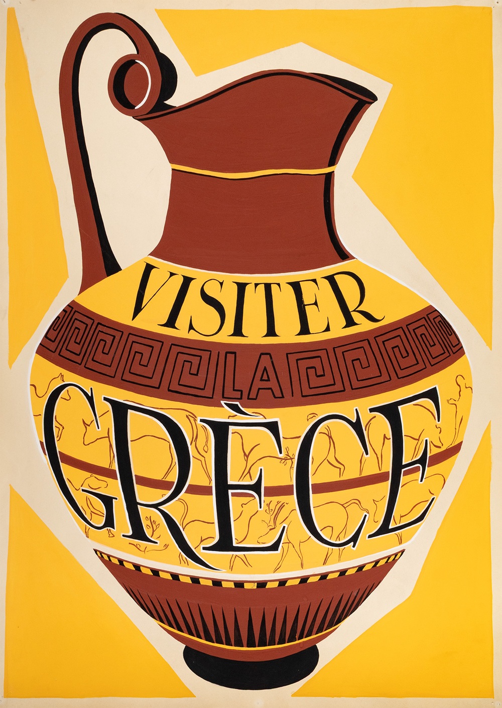 Visiter la Grèce, Μακέτα γιά τουριστική ἀφίσα – Οινοχόη